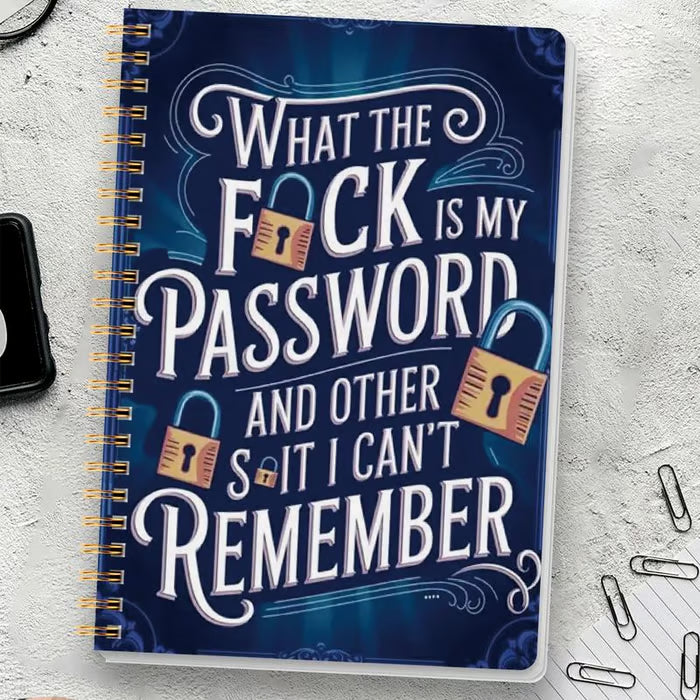 ⏰Last 4 hours Sale: Save 49%-📅Funny Password Notebook - Spiral Bound with Lock Icons & Funny Security Phrases✍️