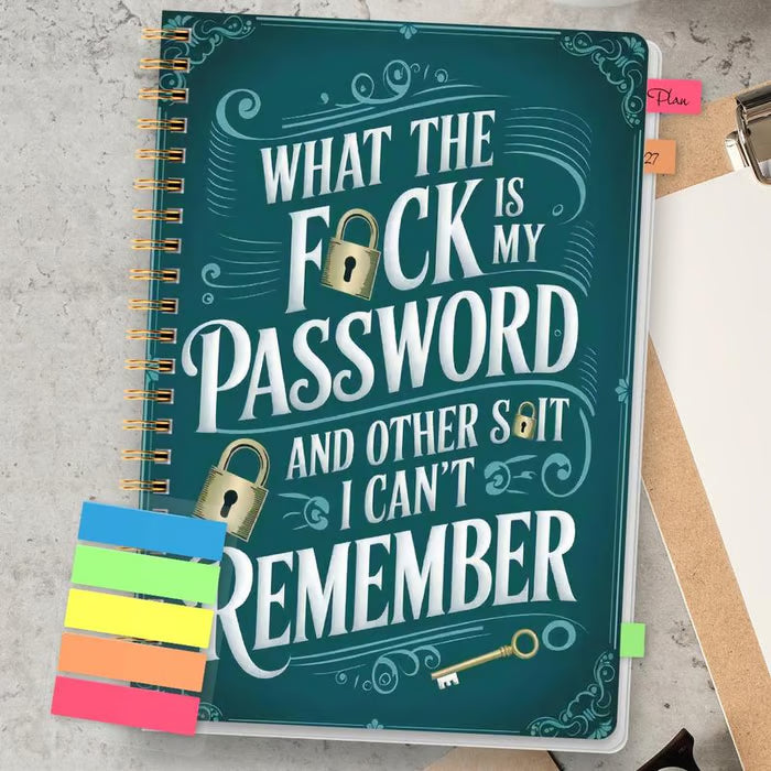 ⏰Last 4 hours Sale: Save 49%-📅Funny Password Notebook - Spiral Bound with Lock Icons & Funny Security Phrases✍️