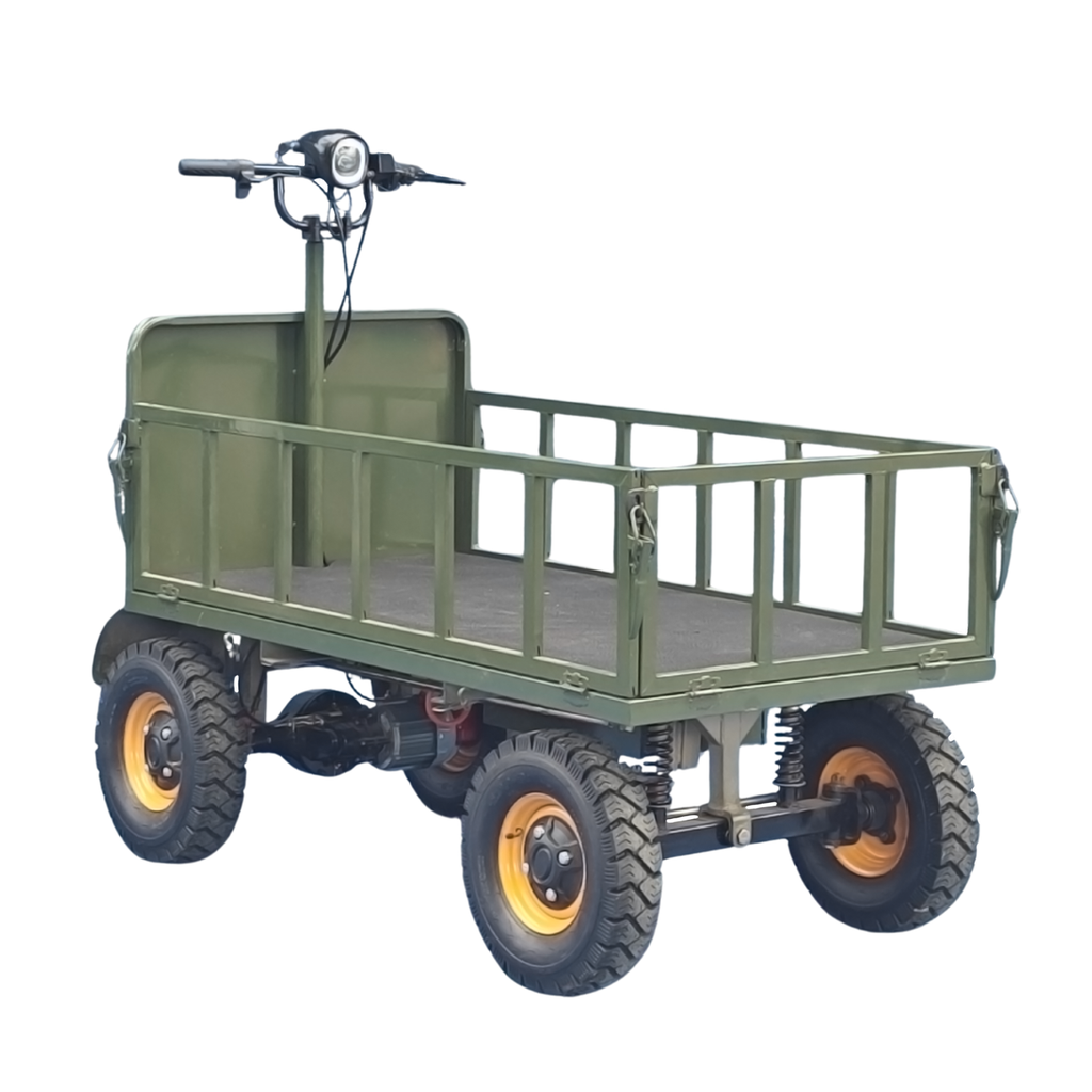 Four-wheel braking electric flatbed cart