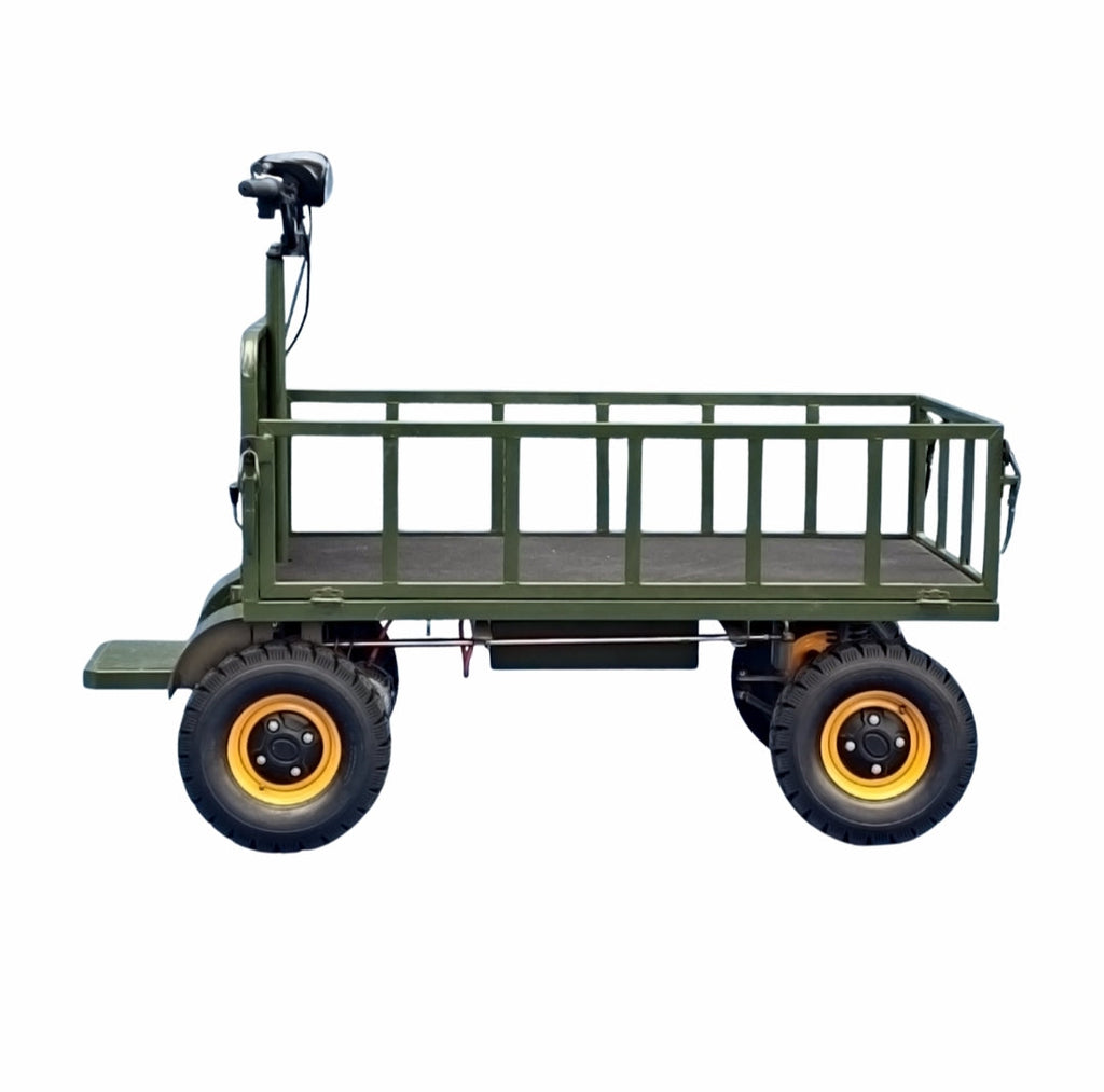 Four-wheel braking electric flatbed cart