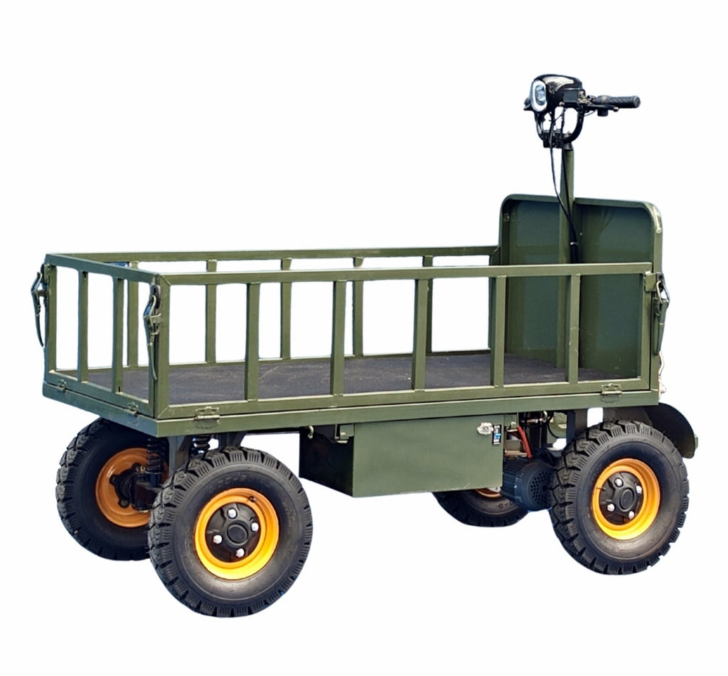 Four-wheel braking electric flatbed cart