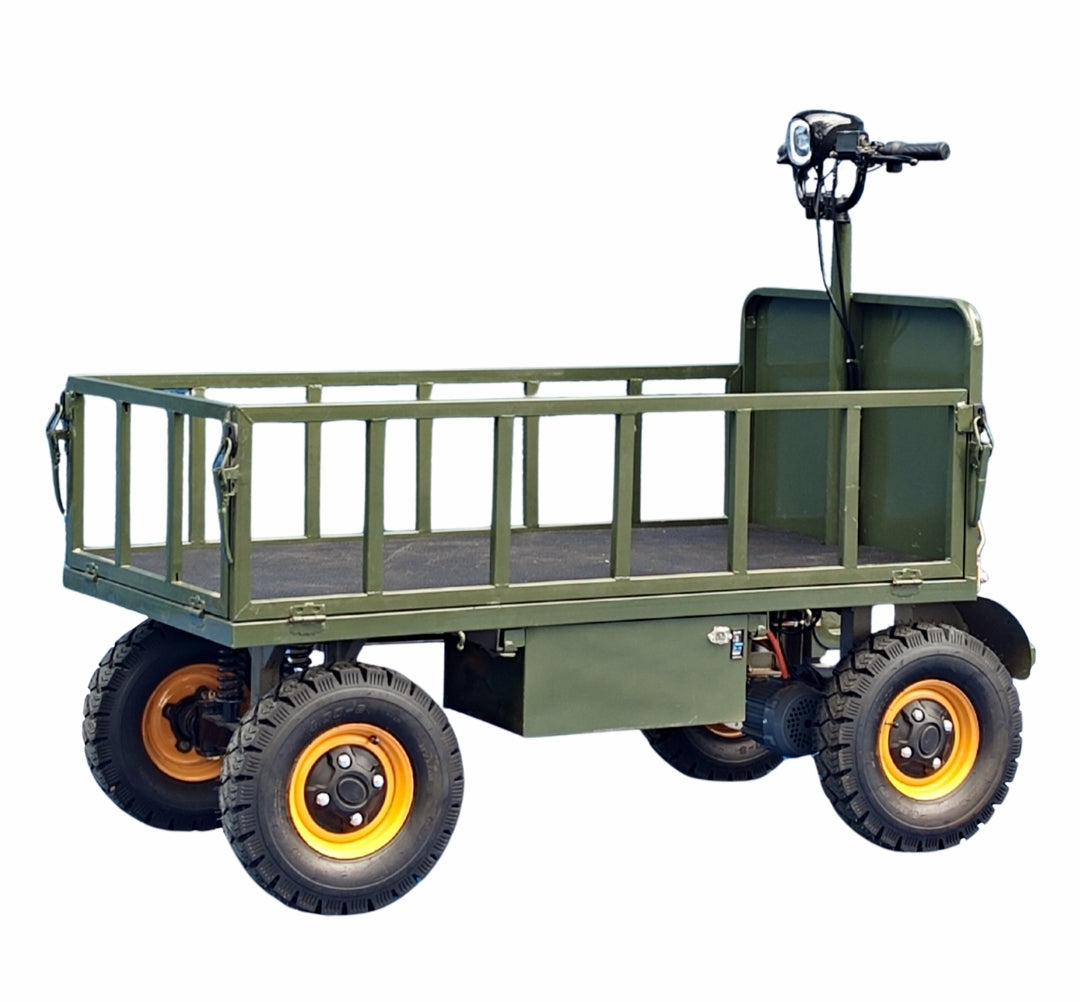 Four-wheel braking electric flatbed cart