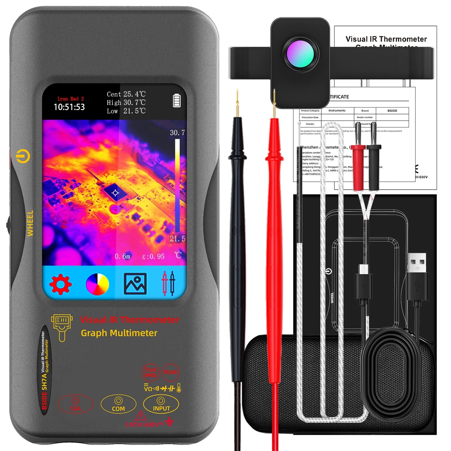 BSDIE Touchscreen thermal imaging multimeter with infrared camera