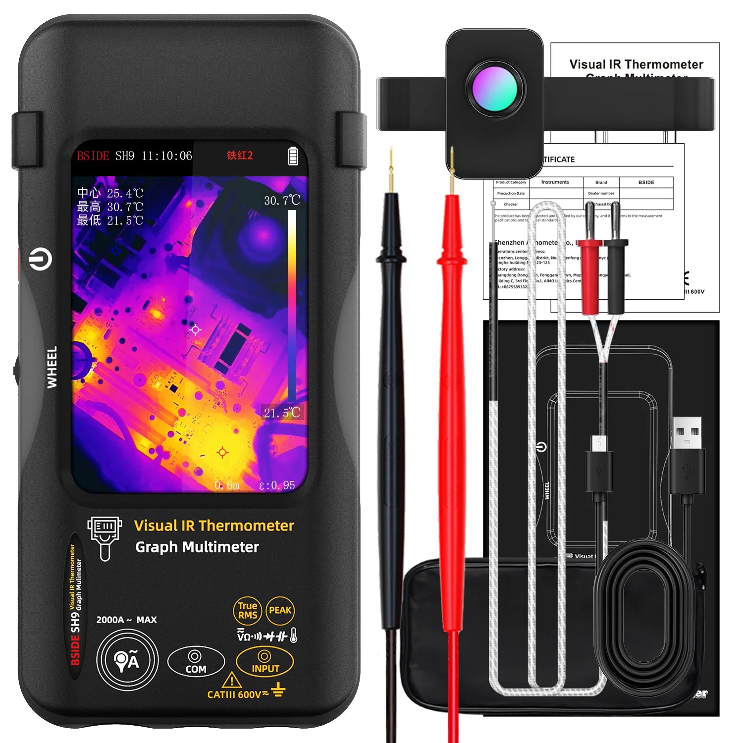 BSDIE Touchscreen thermal imaging multimeter with infrared camera