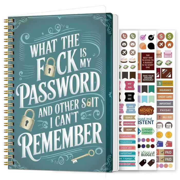 ⏰Last 4 hours Sale: Save 49%-📅Funny Password Notebook - Spiral Bound with Lock Icons & Funny Security Phrases✍️