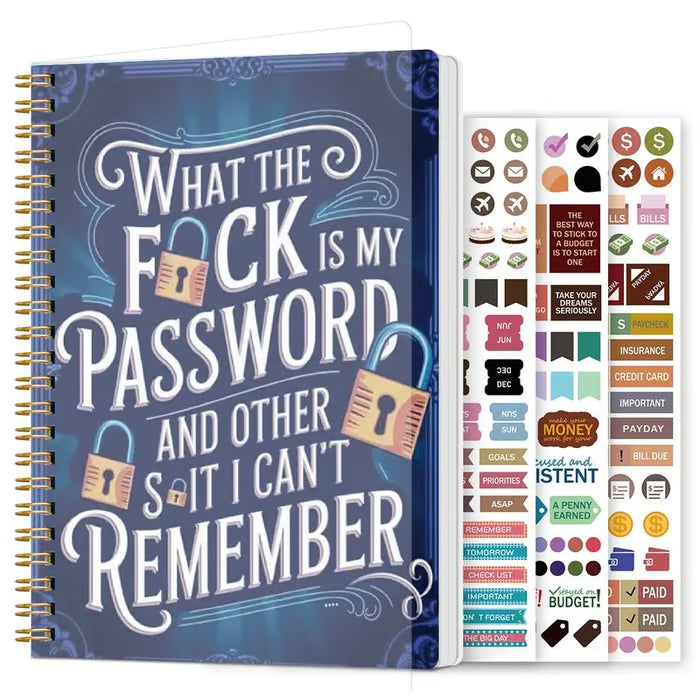 ⏰Last 4 hours Sale: Save 49%-📅Funny Password Notebook - Spiral Bound with Lock Icons & Funny Security Phrases✍️